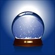 Realistic vector-illustration of an empty snow-dome against a blue background - customize by inserti | Stock vector