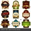 vector set: gold-framed labels - 9 items on different topics | Stock vector