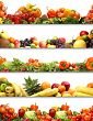5 nutrition textures (fruits and vegetables isolated on white) | Stock photo