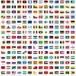 alphabetically sorted flags of the world (3x2) with official RGB coloring and detailed emblems | Stock vector